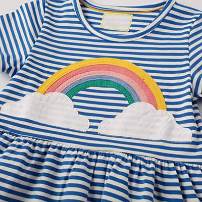 Girl's Cotton Casual Striped Jersey Dress