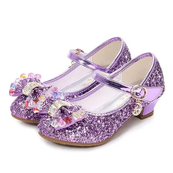 Girls'Heels Party Mary Jane Basic Pump Dress Crystal Bowknot