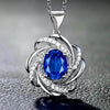Glass Faux Gemstone Elegant Spiral Flower Pendant Necklace
