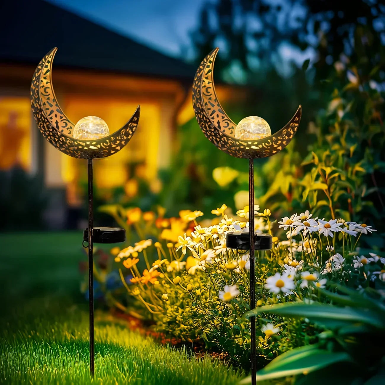 Glass Solar Garden Light - Cracked Sphere