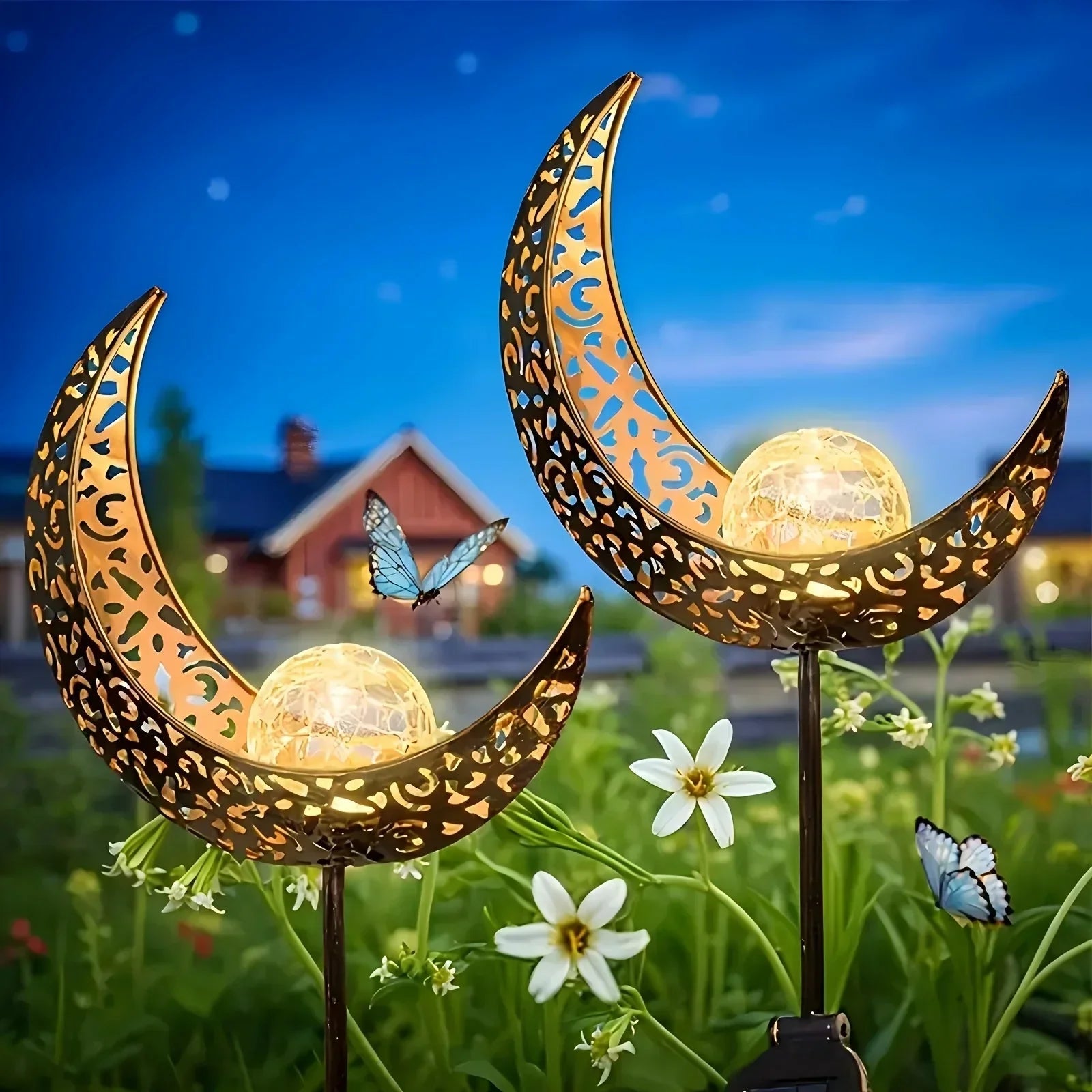 Glass Solar Garden Light - Cracked Sphere