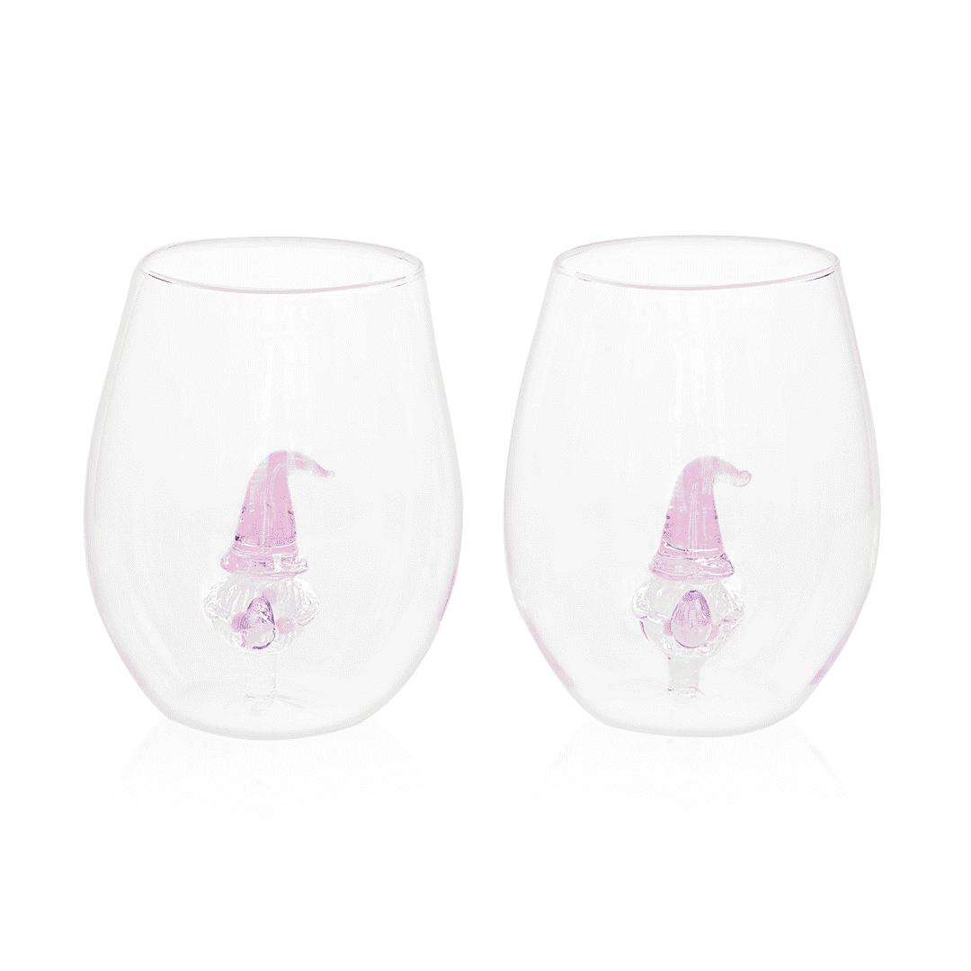 3D Easter Gnome Stemless Wine Glasses