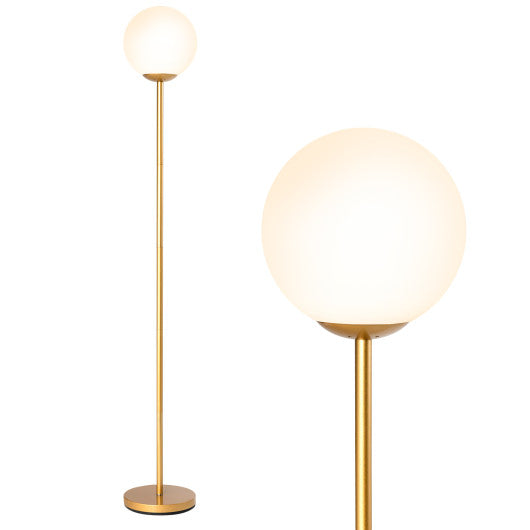 Glass Globe LED Floor Lamp with Glass Lampshade-Golden