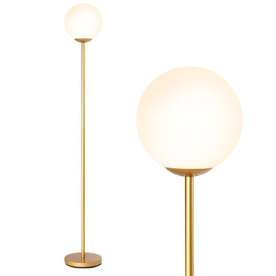 Glass Globe LED Floor Lamp with Glass Lampshade-Golden