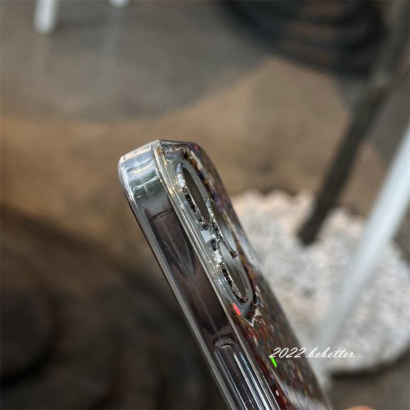 Glitter Sequins Slim Phone Case For iPhone 11 12 13 X XR XS Max 7 8 Plus Shining Clear Soft Silicone Cover Glitter Camera Lens Case, Cute Shiny Diamond Slim Clear Back Cover and Matte Cushioned Silicone Shockproof Case