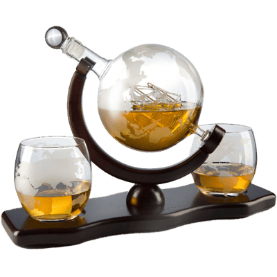 Gifts for Dad, Men Whiskey & Wine Decanter Globe World Set with Globe Glasses Anniversary Birthday House Warming for Liquor Scotch Bourbon Vodka, Gift for Him Husband, Gifts For Men Globe - 850ml