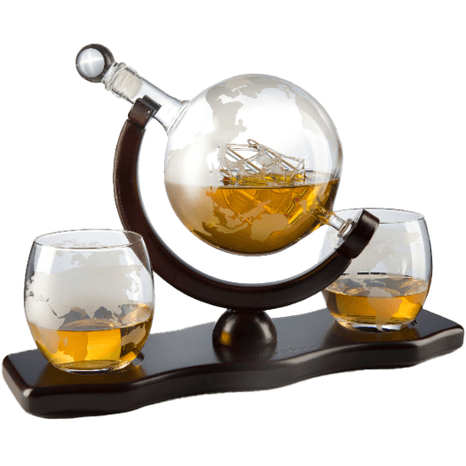 Gifts for Dad, Men Whiskey & Wine Decanter Globe World Set with Globe Glasses Anniversary Birthday House Warming for Liquor Scotch Bourbon Vodka, Gift for Him Husband, Gifts For Men Globe - 850ml