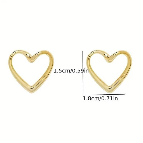 Glossy Hollow Heart Design Stud Earrings