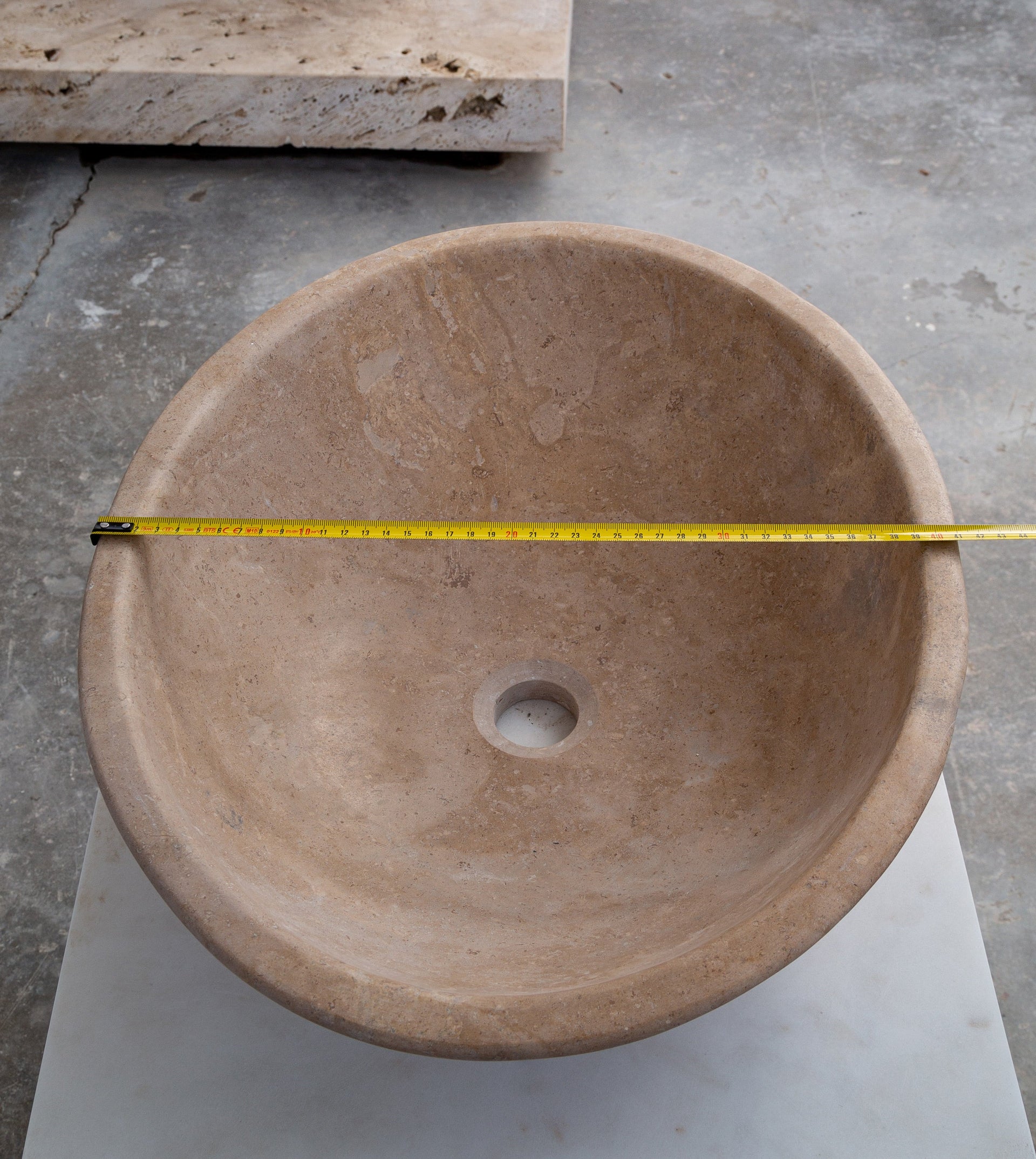 Karina Walnut Travertine Natural Stone Vessel Sink Honed and Filled  (W)16