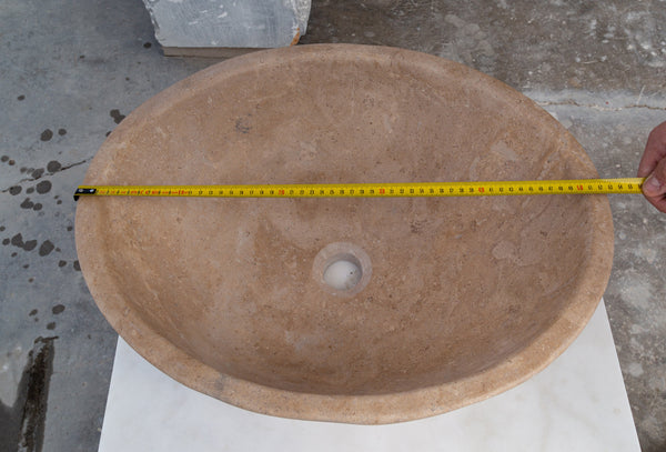 Karina Walnut Travertine Natural Stone Vessel Sink Honed and Filled  (W)16