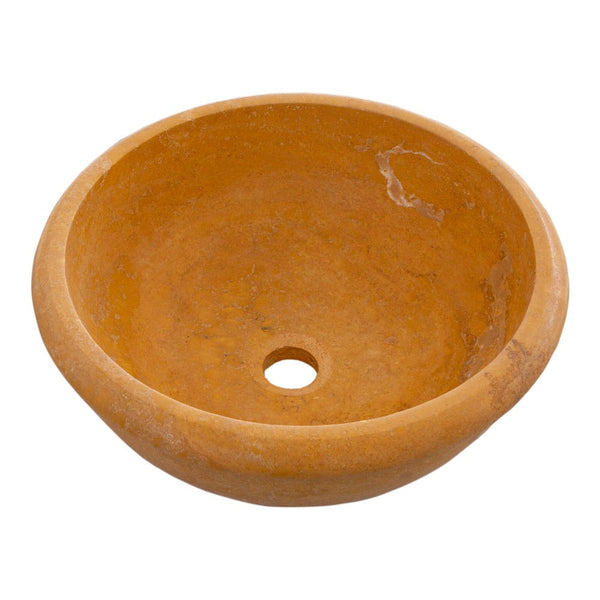 Natural Golden Sienna Natural Stone Vessel Sink Honed and Filled  (D)16