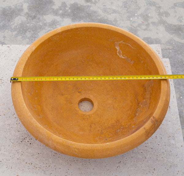 Natural Golden Sienna Natural Stone Vessel Sink Honed and Filled  (D)16