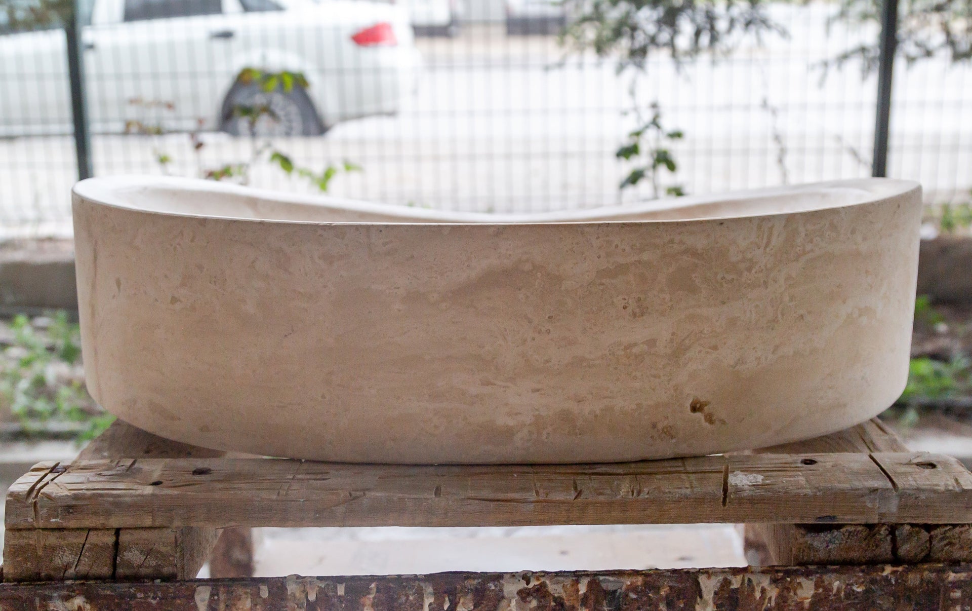 Natural Stone Light Travertine Special Design Vessel Sink Honed and Filled (W)16
