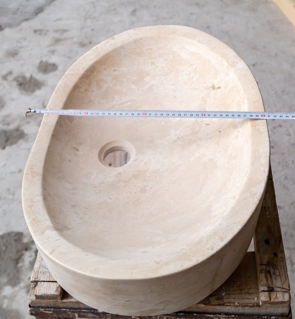 Natural Stone Light Travertine Special Design Vessel Sink Honed and Filled (W)16