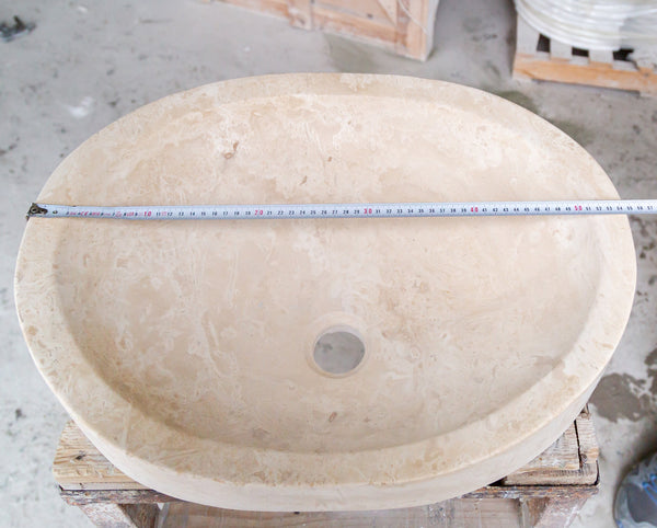 Natural Stone Light Travertine Special Design Vessel Sink Honed and Filled (W)16
