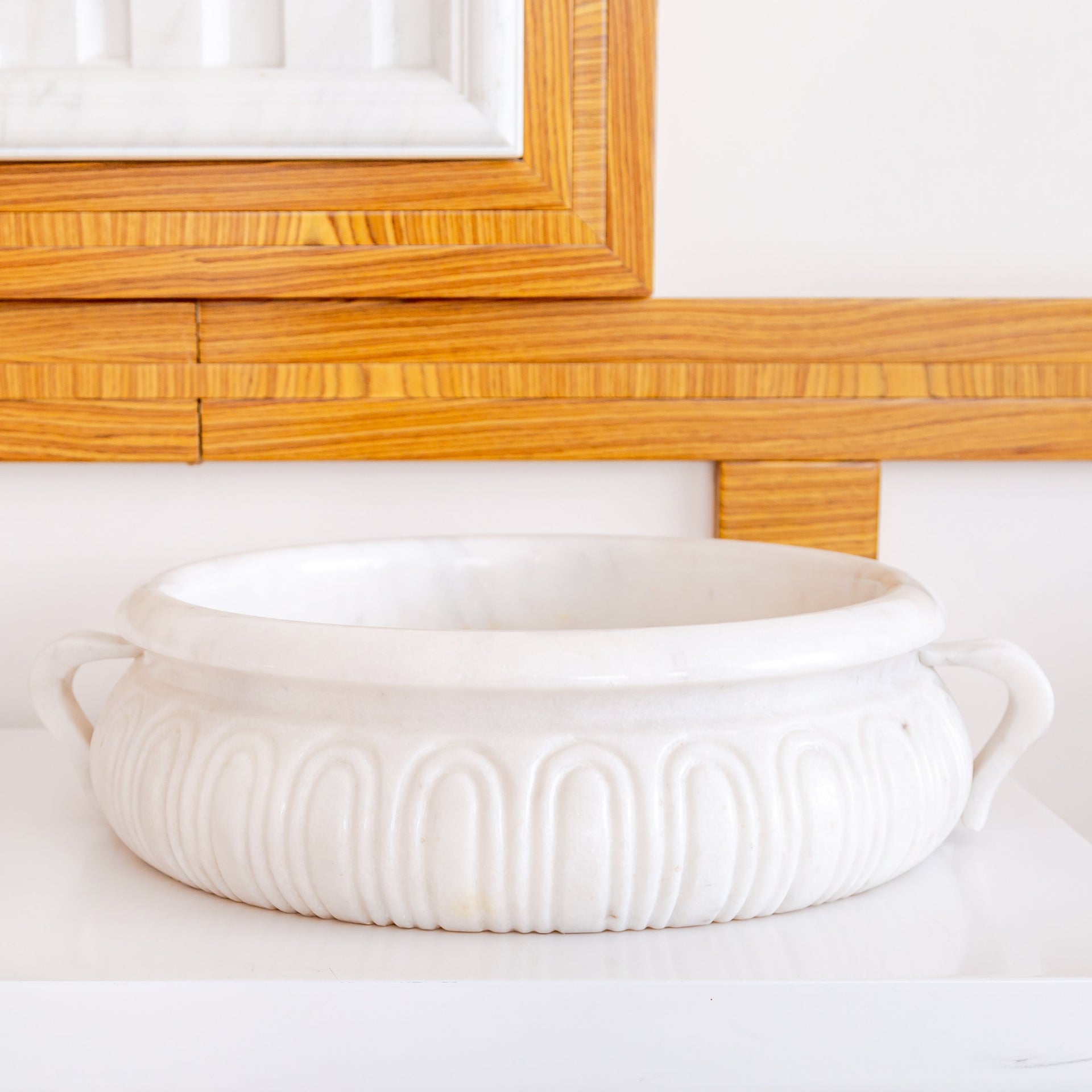 Natural Stone White Marble Vessel Sink Bowl Polished (D)17