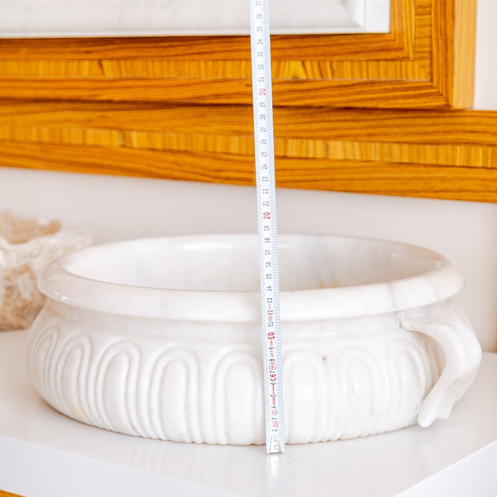 Natural Stone White Marble Vessel Sink Bowl Polished (D)17