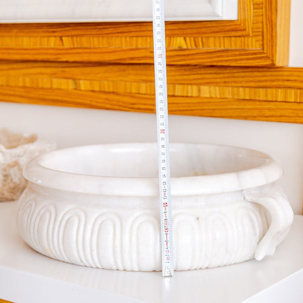 Natural Stone White Marble Vessel Sink Bowl Polished (D)17