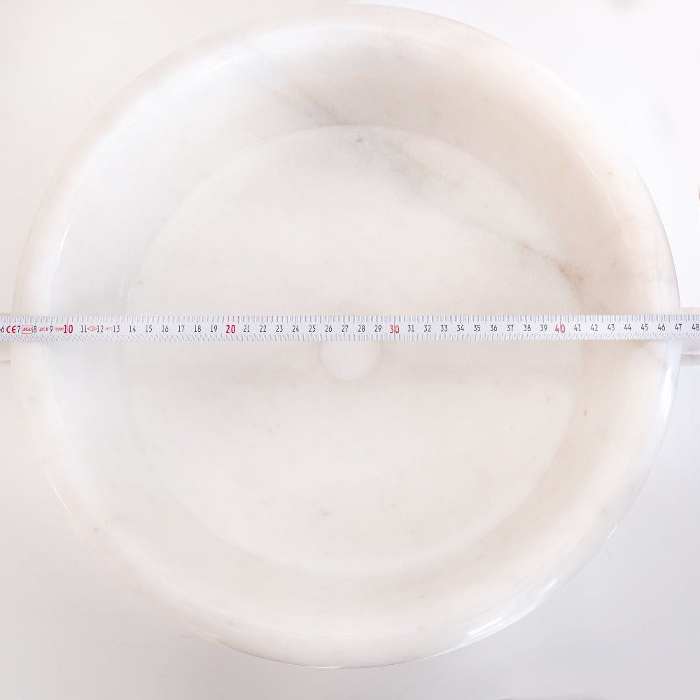 Natural Stone White Marble Vessel Sink Bowl Polished (D)17