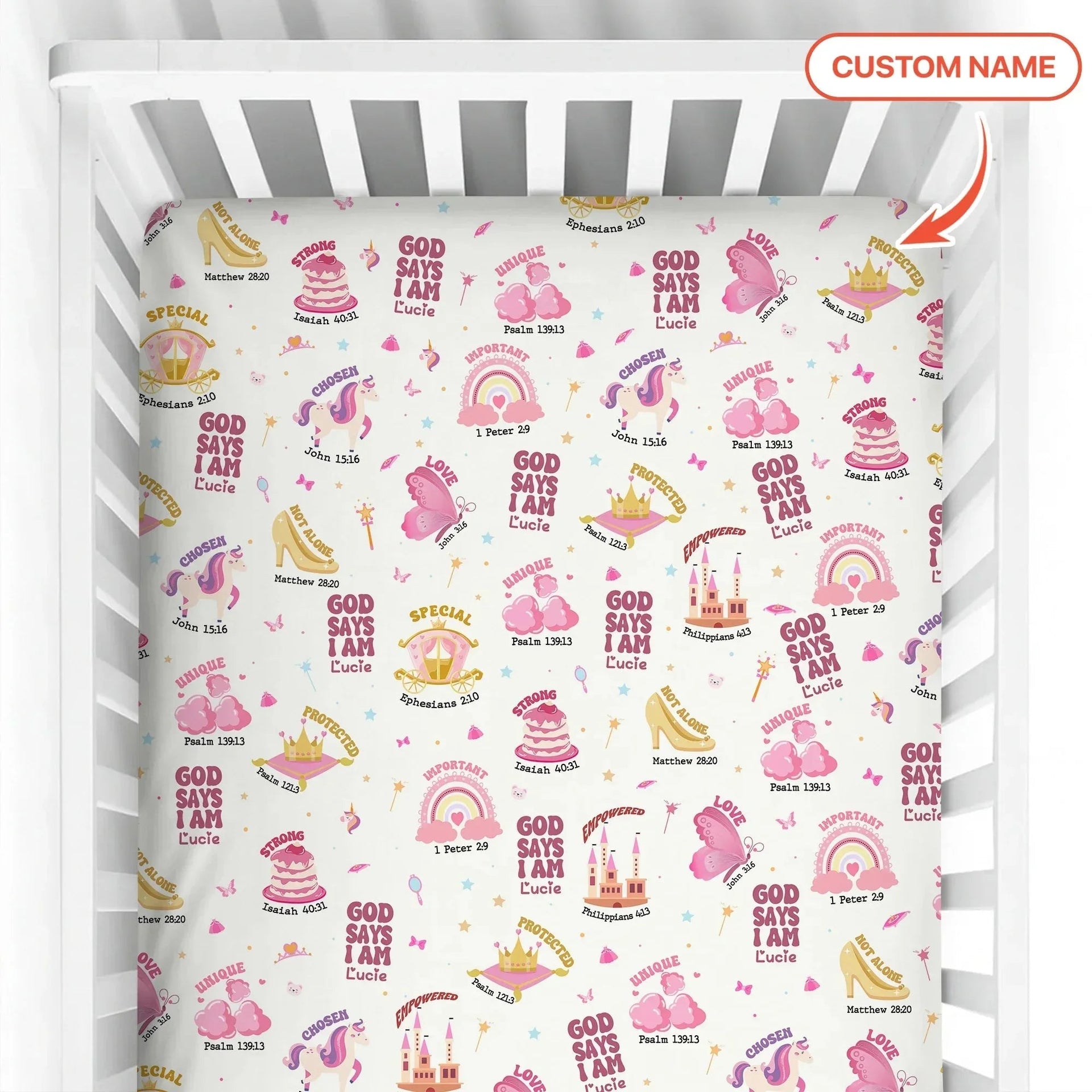God Says I Am Girl Bamboo Fitted Crib Sheet