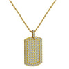 Gold Filled High Polish Finsh Men's Pendant Filled Iced Out Micro-Pave Gold Color Charm Square Tag Necklace With Chain