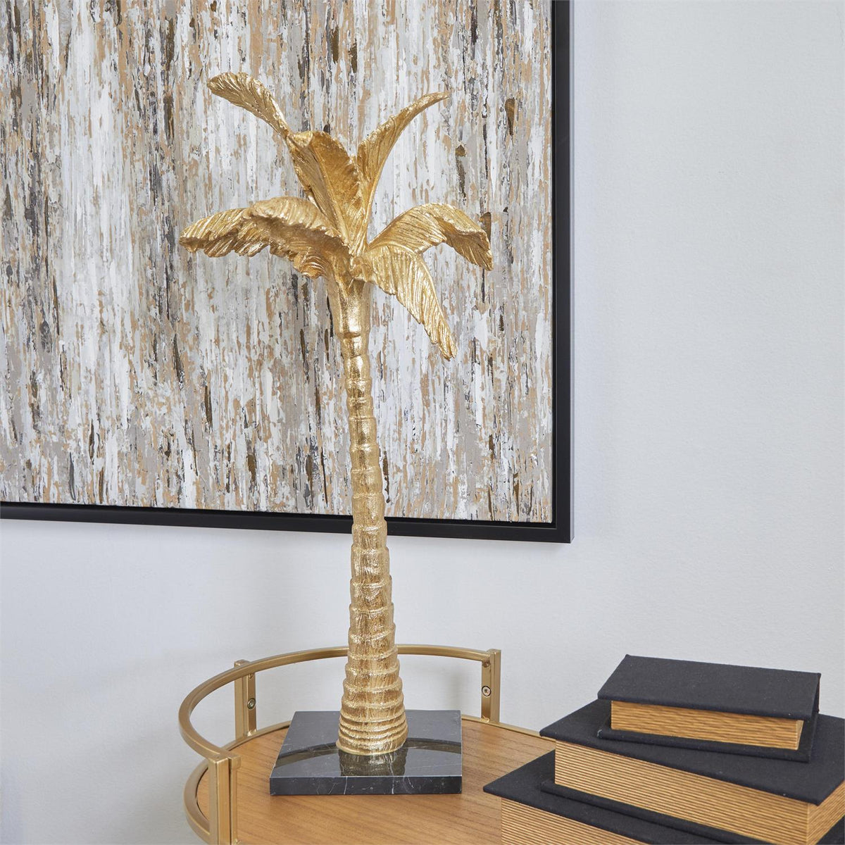 Gold Polystone Tree Palm Decorative Sculpture