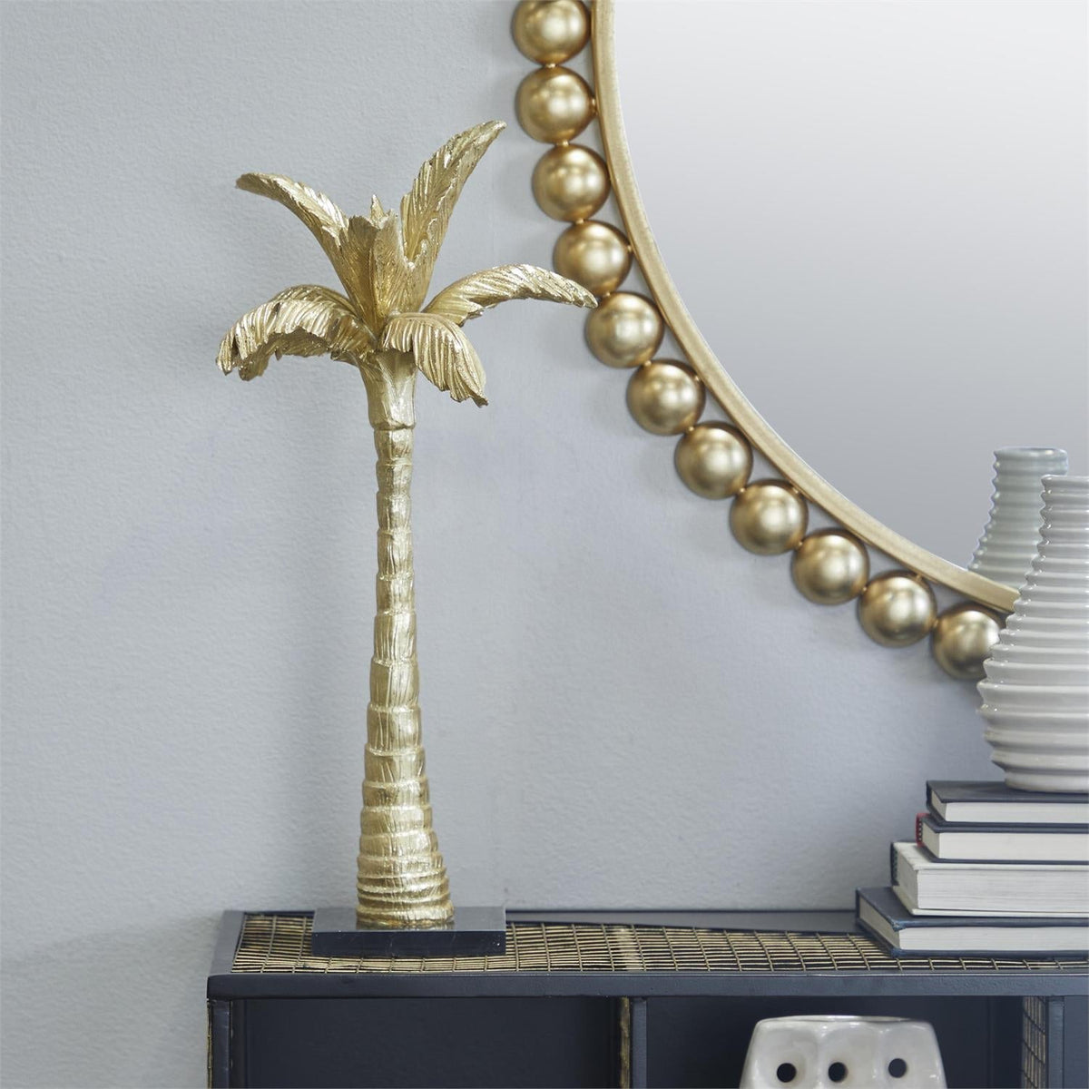 Gold Polystone Tree Palm Decorative Sculpture
