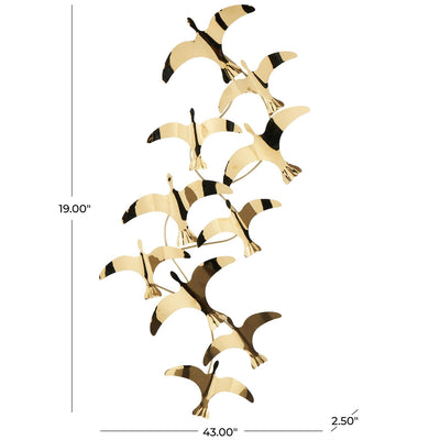 Gold Stainless Steel Metal Bird Minimalistic Flying Home Wall Decor