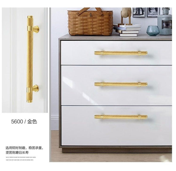 Golden Brass Knurled Textured Simple Kitchen Cabinet handle And Handles Drawer Pulls Bedroom Door Knobs  Cupboard Bathroom Door Handles Brushed Brass Pulls For Cabinets