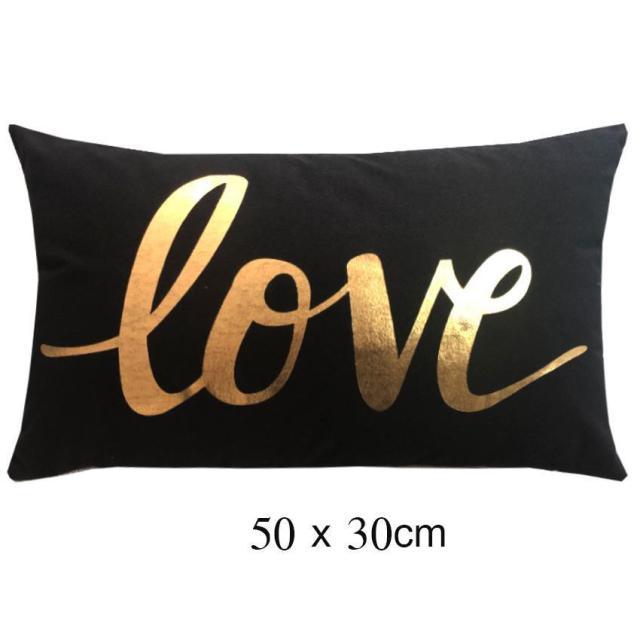 Golden Love Leaves Bronzing Cushion Decorative Pillow Black And Gold Pillow Cover Home Pillowcases Velvet Home Decor Sofa Pillows Cover 45x45CM