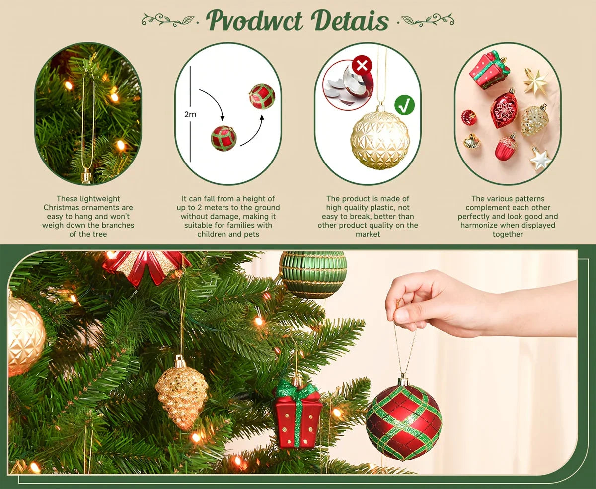 Golden Shatterproof Christmas Decorations