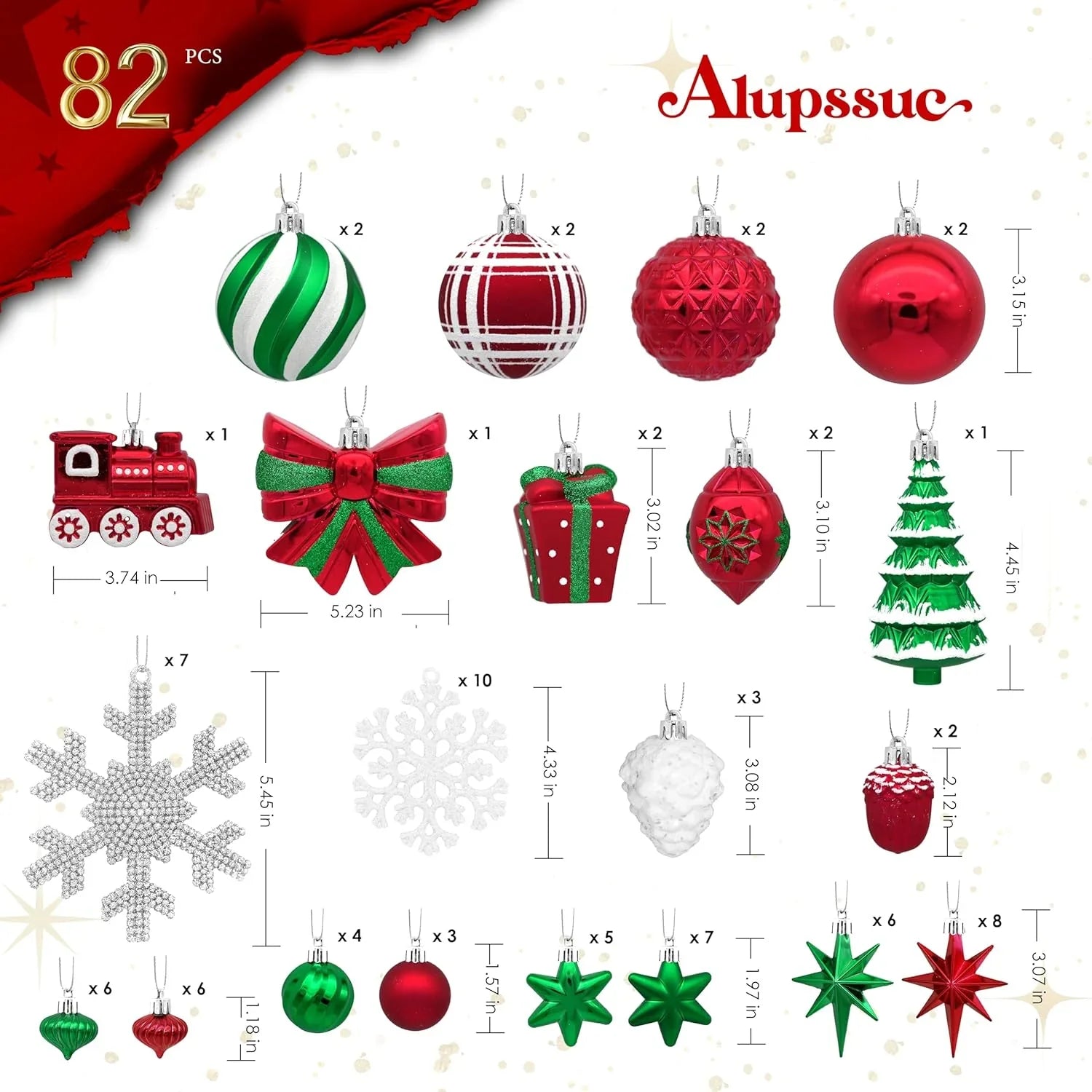 Golden Shatterproof Christmas Decorations