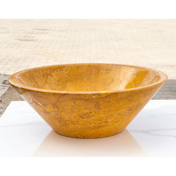 Golden Sienna Travertine V-Shape Tapered Sink Polished  (D)16