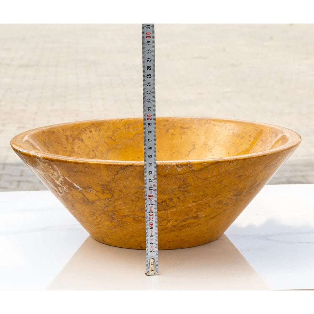 Golden Sienna Travertine V-Shape Tapered Sink Polished  (D)16