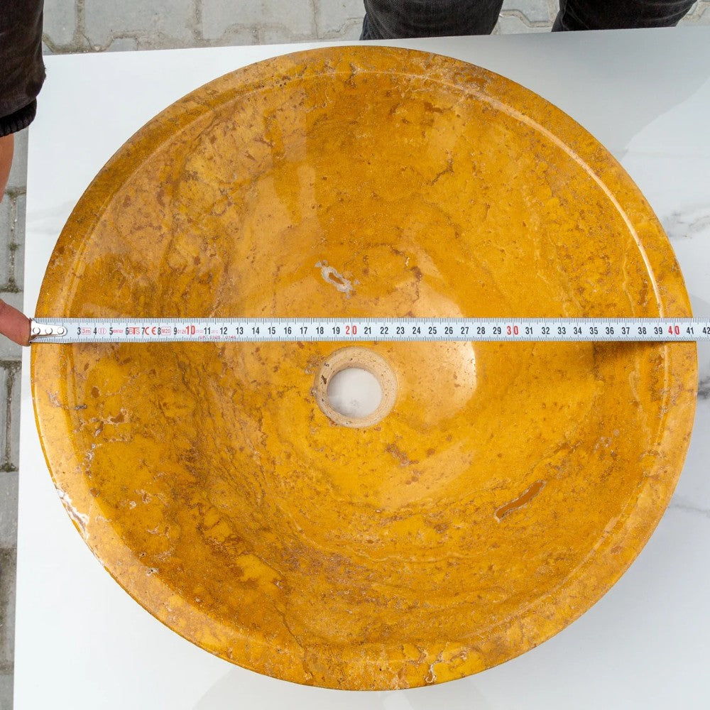 Golden Sienna Travertine V-Shape Tapered Sink Polished  (D)16