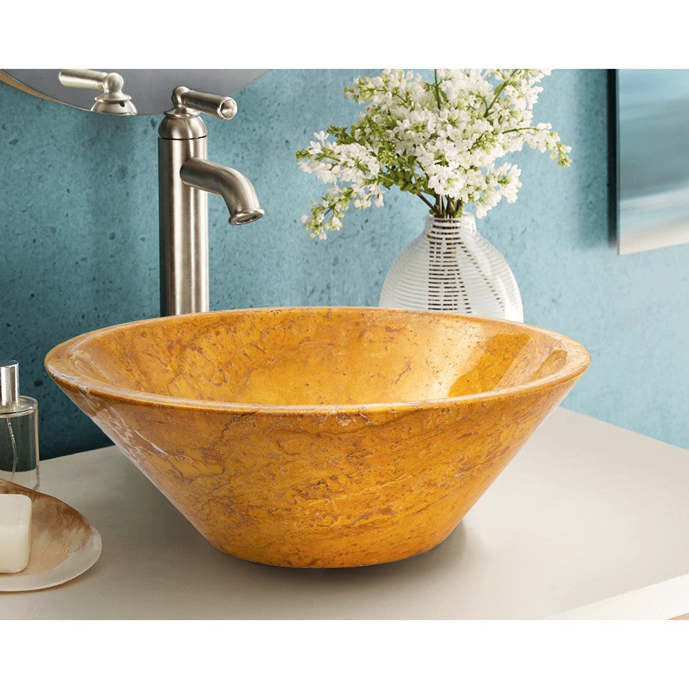 Golden Sienna Travertine V-Shape Tapered Sink Polished  (D)16