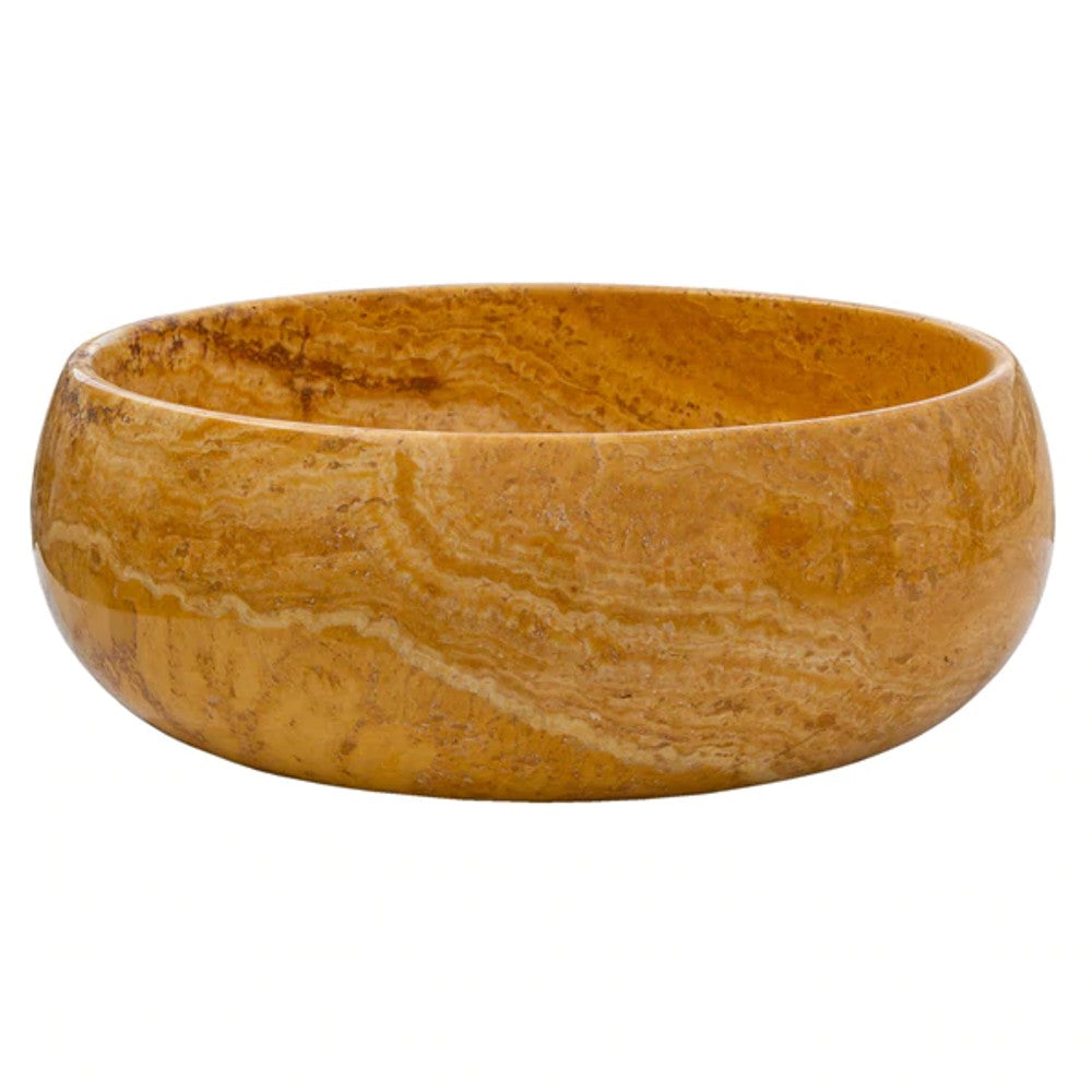 Golden Sienna Travertine Natural Stone Vessel Sink Filled and Polished  (D)16