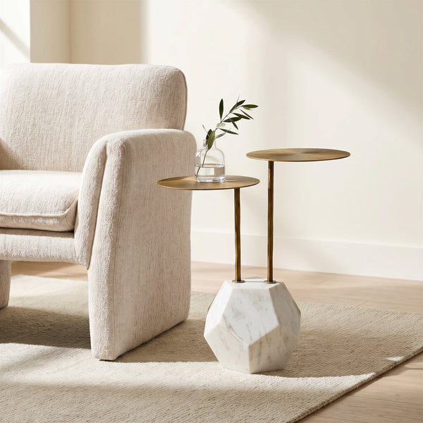 Anten Side Table Brass & White