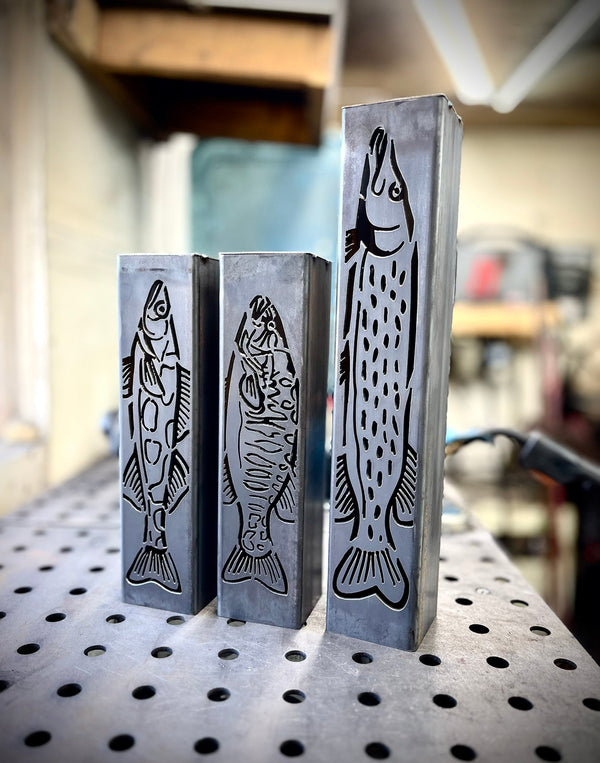 Gone Fishing Pillar Luminary w/ Solar Cap | Freshwater Pack