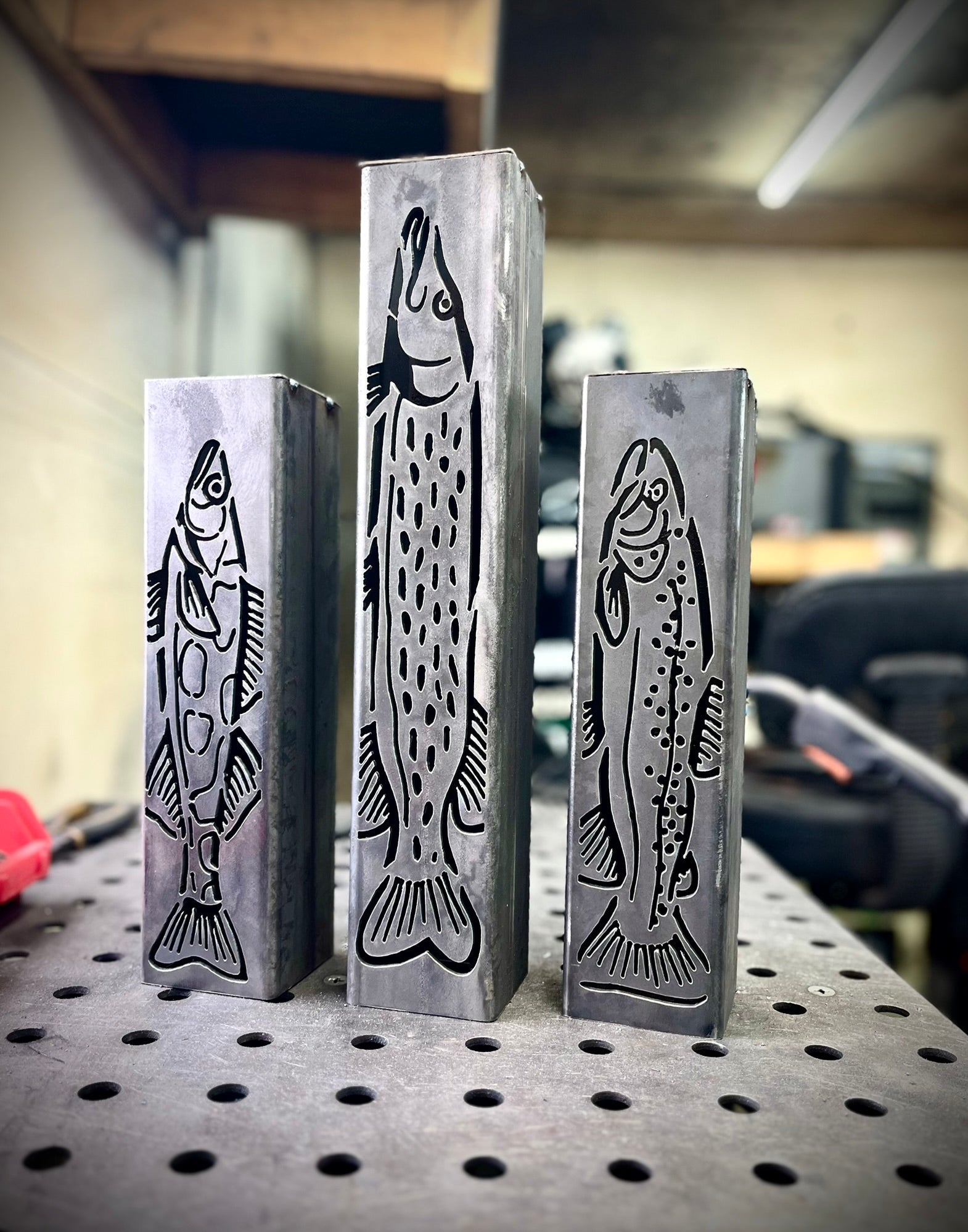 Gone Fishing Pillar Luminary w/ Solar Cap | Freshwater Pack