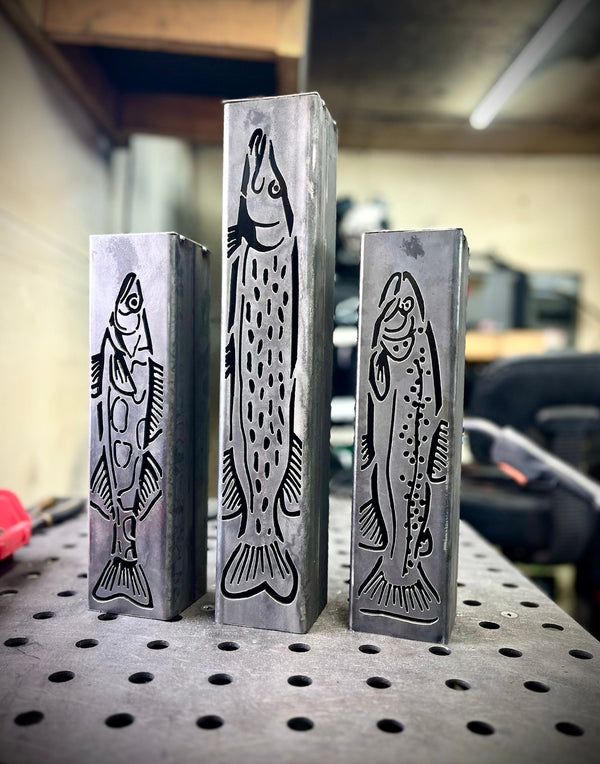 Gone Fishing Pillar Luminary w/ Solar Cap | Freshwater Pack