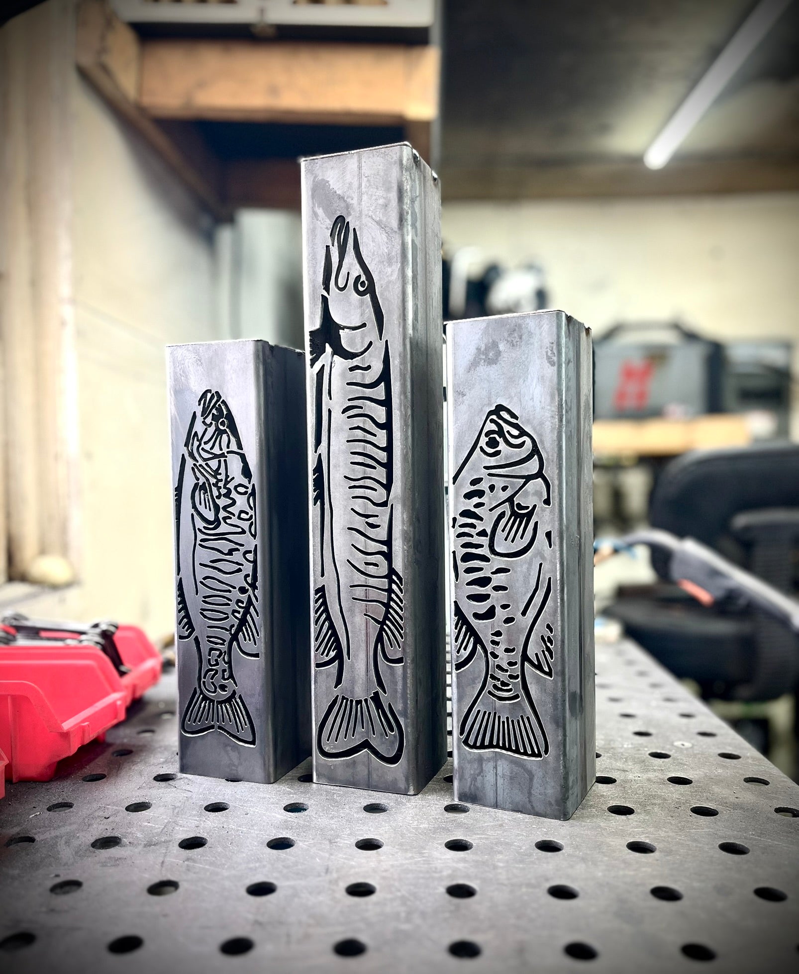 Gone Fishing Pillar Luminary w/ Solar Cap | Freshwater Pack