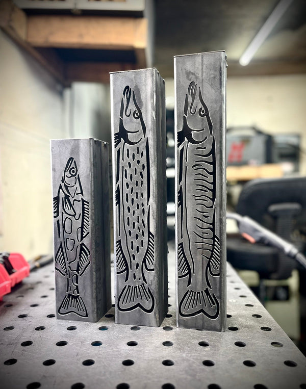 Gone Fishing Pillar Luminary w/ Solar Cap | Freshwater Pack