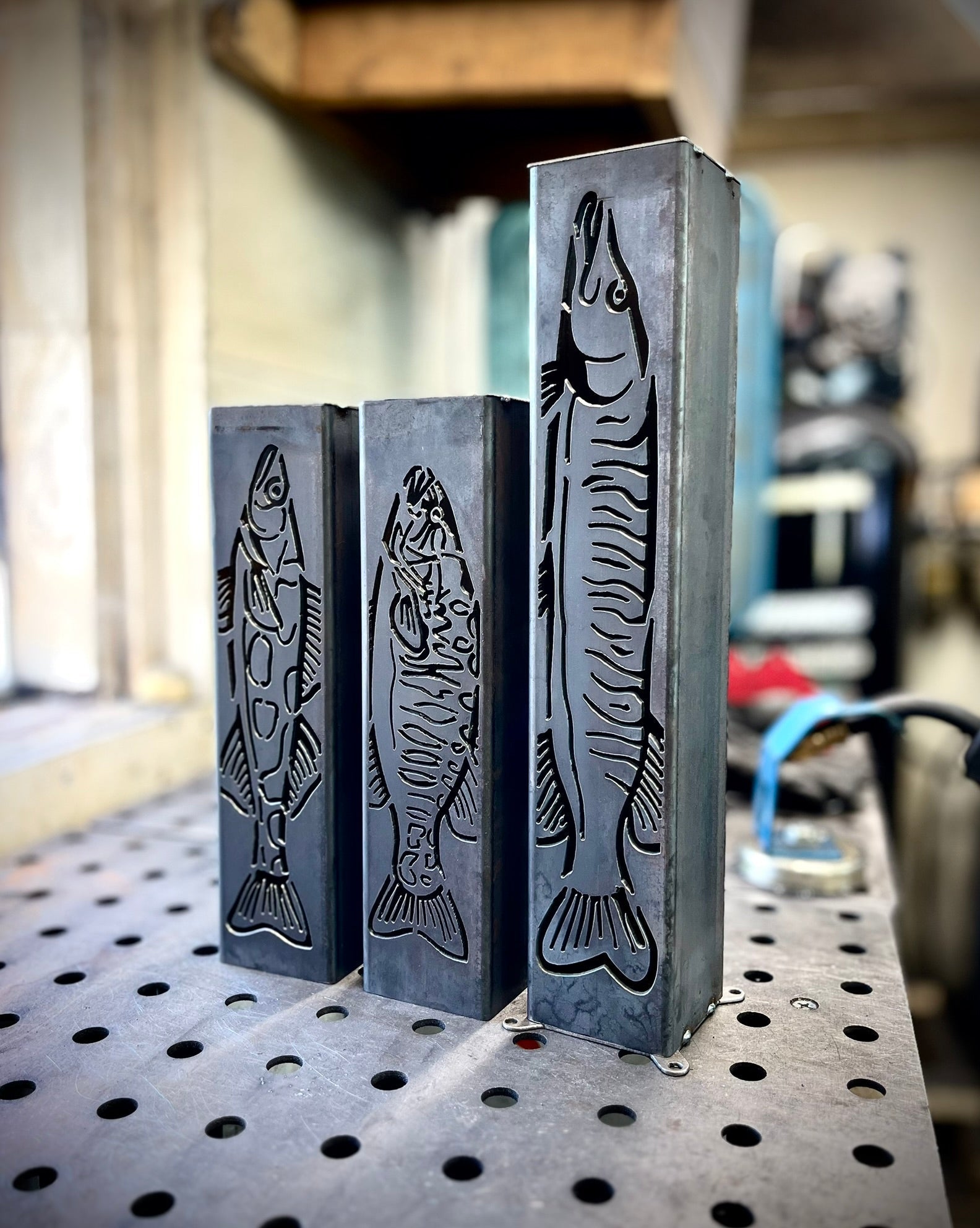 Gone Fishing Pillar Luminary w/ Solar Cap | Freshwater Pack