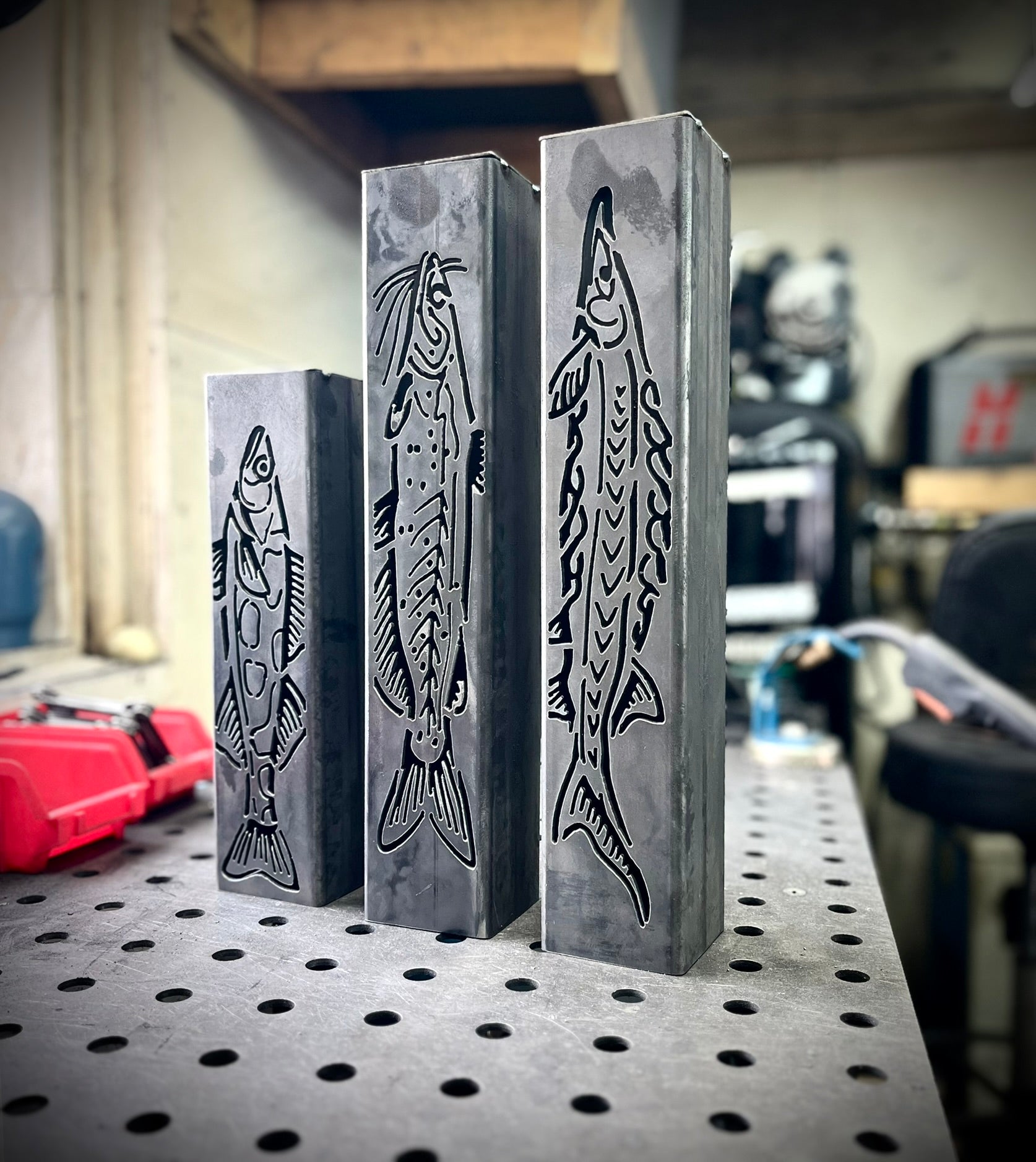 Gone Fishing Pillar Luminary w/ Solar Cap | Freshwater Pack