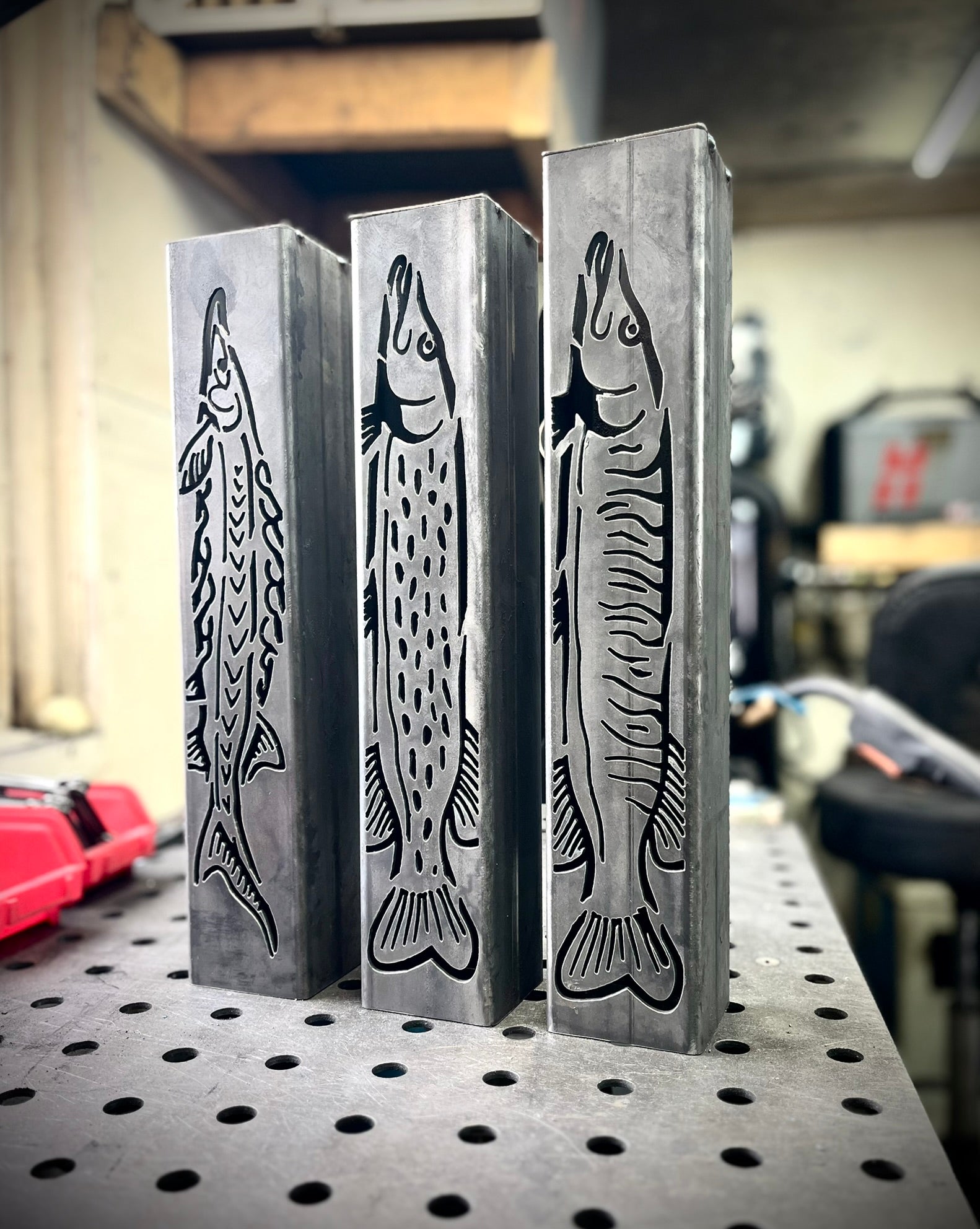 Gone Fishing Pillar Luminary w/ Solar Cap | Freshwater Pack