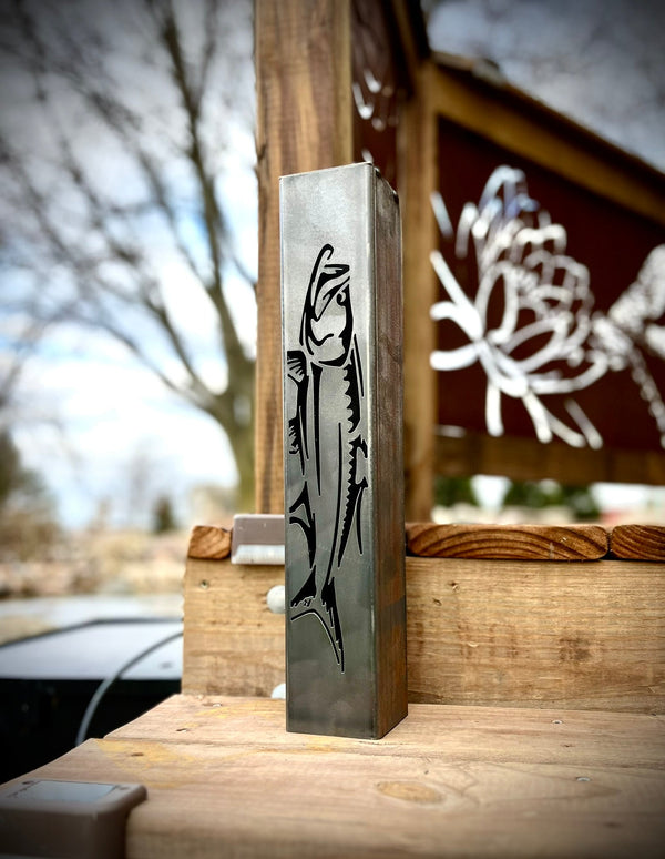 Gone Fishing Pillar Luminary w/ Solar Cap | Saltwater Pack