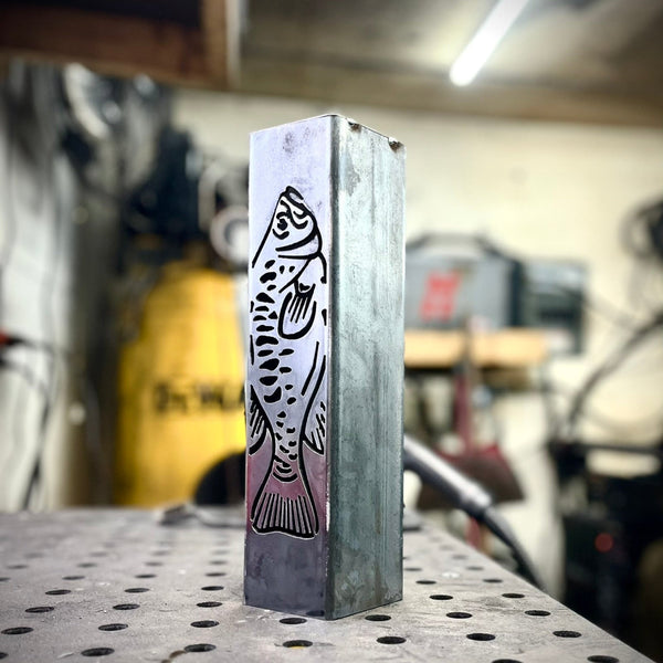 Gone Fishing Pillar Luminary w/ Solar Cap | Freshwater Pack