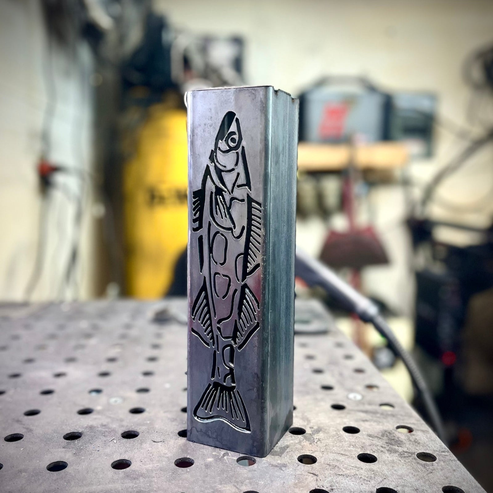 Gone Fishing Pillar Luminary w/ Solar Cap | Freshwater Pack