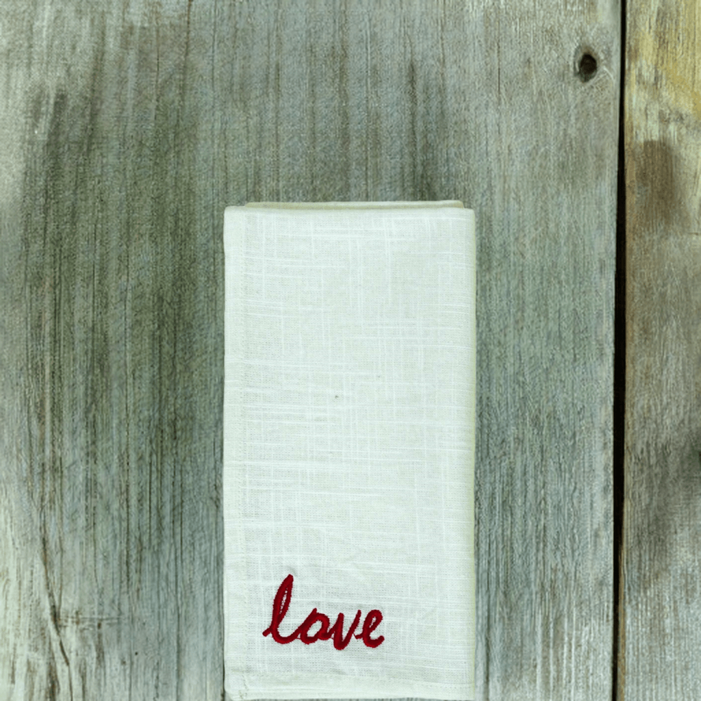 Vibhsa Cotton Table Napkins | Set of 4, Red Embroidery, 20